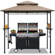 Rent to own DikaSun Grill Gazebo Clearance 8' x 5' Waterproof Double Tiered Barbecue Canopy Outdoor BBQ Grill Tent With Shelves and 10 Hooks