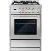 Rent to own Cosmo COS-244AGC 24 in. Compact Stainless Steel Gas Range with Convection Oven