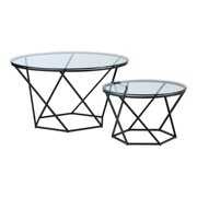 Rent to own Modern Nesting Glass Top Coffee Table Set in Black