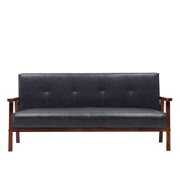 Rent to own BECARSTIAY Sofa PU Leather Couch Upholstered Wooden Armrests Living Room Furniture for Indoor Home Office