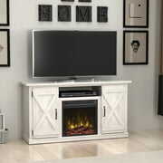 Rent to own Twin Star Home Barn Door TV Stand for TVs up to 55" with ClassicFlame Electric Fireplace, Sargent Oak