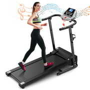 Rent to own Clearance! Folding Treadmill Electric Portable Motorized Treadmills with Smart LCD Display for Home Gym (Black, US Plug)