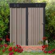 Rent to own Yaoping 5x3 ft Storage Shed with Sloping Roof and Lockable Door Tool Storage Metal Shed for Backyard, Garden(Brown)