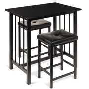 Rent to own Best Choice Products 3-Piece Counter Height Dining Table Set with 2 Faux Leather Stools, Space-Saving Design - Black