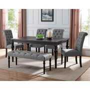 Rent to own Roundhill Furniture Leviton Urban Style Counter Height Dining Set, Table, 4 Chairs and Bench, Gray