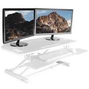 Rent to own VIVO White Height Adjustable Corner Desktop Monitor Riser 38" Sit Stand Tabletop