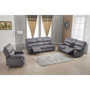 Rent to own Betsy Furniture Microfiber Reclining Sofa Couch Set Living Room Set 8007 (Grey, Sofa+Loveseat+Recliner)