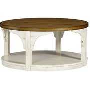 Rent to own Progressive Furniture T540-02 Round Cocktail Table, Antique White & Oak