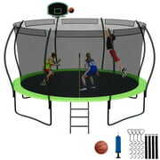 Rent to own YORIN Trampoline 1400LBS 14FT Trampoline for Adults with Enclosure, Outdoor Trampoline Capacity 6-8 Kids, with Basketball Hoop ASTM Approved Backyard Recreational Heavy Duty Trampoline