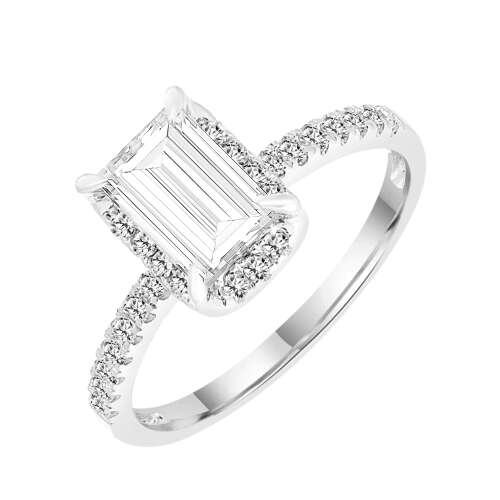 Rent to own Brilliance Fine Jewelry Emerald 1.5 Carat Lab Grown Diamond Halo Bridal Ring in Sterling Silver