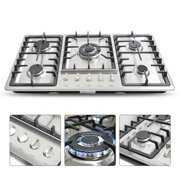 Rent to own Kitchen Cooktop 34" Built-In Stove Top 5 Burners Gas Cooktop Kitchen NG Gas Cooking Easy Clean Stainless Steel 5 Burners Built-In Stove Cooktop Gas NG/LPG Hob Cooker Natural Gas Stove Kitchen
