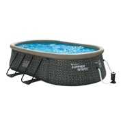 Rent to own Summer Waves Quick Set 15 Ft Oval Above Ground Pool with Filter Pump, Dark Gray