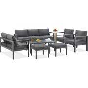 Rent to own AECOJOY Aluminum Outdoor Furniture Set 7 Pieces Sectional Sofa Patio Conversation Set - Dark Gray