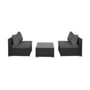 Rent to own WestinTrends 3-Piece Outdoor Patio Armless Sofa Conversation Bistro Set with Coffee Table, Espresso/Gray