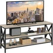 Rent to own Yaheetech Industrial 3-Layer Shelved TV Stand with Storage Shelves for tvs up to 65inch, Gray