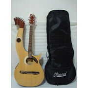 Rent to own ktone harp guitar, acoustic electric double neck guitar with padded gig bag