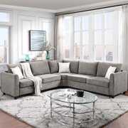 Rent to own 3-piece Sectional Sofa Modern Living Room Fabric Couch With Back Cushion Grey