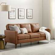 Rent to own Jianna Faux Leather Sofa, Saddle Brown