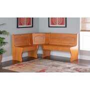 Rent to own Linon Varden Corner Dining Breakfast Nook with Storage, Seats 4 (Table Sold Separately), Natural Honey Finish