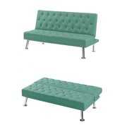 Rent to own Aukfa Fabric Futon Sofa,Modern Fabric Upholstered Convertible Folding Futon Loveseat Sofa Bed,Sleeper Couch Bed W/Metal Legs For Compact Living Space,3 Adjustable Positions,500 Lbs,Green