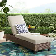 Rent to own Better Homes & Gardens Brookbury Single Outdoor Chaise Lounge Chair- Beige