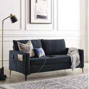 Rent to own Larissa Sofa, USB Ports and Storage Pockets, Dark Graphite, Hillsdale Living Essentials