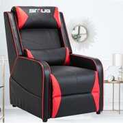 Rent to own Gaming Recliner Gamer Chair for Adults - PU Leather Sofa with Footrest Comfortable Movie Theater Chairs Ergonomic Single Couch for Living Game Room- Black/Red