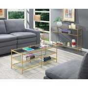 Rent to own Convenience Concepts Royal Crest 3 Tier Glass Coffee Table, Glass/Gold