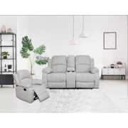 Rent to own Ainehome Recliner Sectional Sofa, Loveseat & Chair Set, 2PC Reclining Loveseat+Chair(Grey White Flannelette, 2+1)