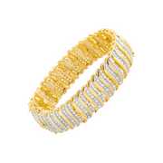 Rent to own Women's Finecraft 2 cttw Diamond 'S' Link Tennis Bracelet in Yellow Gold-Plated Plated Brass, 7.5"