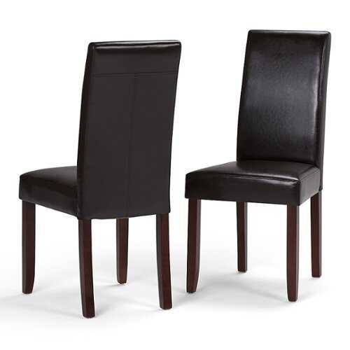 Rent to own Simpli Home - Acadian Parson Polyurethane Faux Leather Dining Chairs (Set of 2) - Tanner's Brown