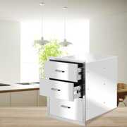 Rent to own ZOKOP 58.4*45.6*59cm Stainless Steel Three-Drawing, Ranging In Size Courtyard Oven Drawer Silver
