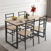 Rent to own SYNGAR 5 Piece Dining Set, Dining Table Set for 4, Modern Dining Room Table Set with 4 Chairs, Table and Chairs Set with Wooden Tabletop and Metal Frame, for Kitchen, Living Room, Restaurant, D6112