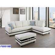 Rent to own Lifestyle Furniture LSF09519B 3 Piece Right Facing Sectional Sofa Set with Ottoman, Faux Leather - White and Black