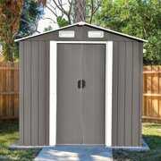 Rent to own Yousheng Patio 6Ft X4Ft Bike Shed Garden Shed, Metal Storage Shed With Lockable Door, Tool Cabinet With Vents And Foundation For Backyard, Lawn, Garden, Gray