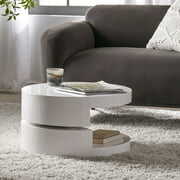 Rent to own Noble House Maynard Small Circular Mod Rotatable Coffee Table, Glossy White