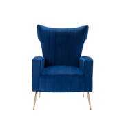 Rent to own HOMEFUN Navy Velvet Upholstered Wingback Living Room Chair With Golden Legs