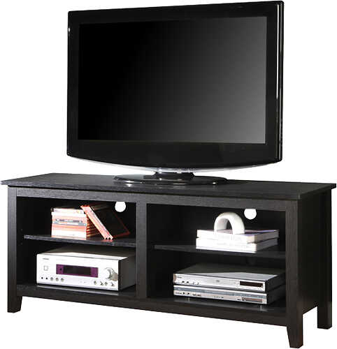 Rent to own Walker Edison - Modern Wood Open Storage TV Stand for Most TVs up to 65" - Black