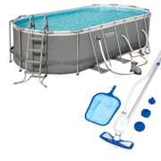 Rent to own Bestway Power 18ft x 9ft x 4ft Above Ground Pool Set with Pump & Cleaning Kit
