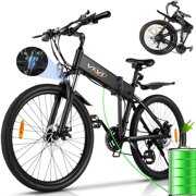 Vivi 26" 350W Electric Mountain Bike Foldable E-Bike, Max 40Miles Folding Electric Bike with Built-in 36V 10.4Ah Battery, 21 Speed Gears for Men Adults, Aluminum Alloy Frame Cycling Electric Bicycle