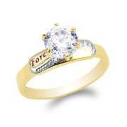 Womens 10K Yellow Gold Three Tone Forever Wedding Solitaire Ring Size 4-10