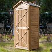 Rent to own Outdoor Wooden Storage Sheds Fir Wood Lockers with Workstation,Natural