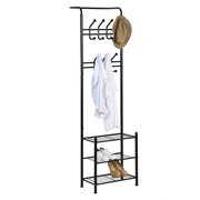 Rent to own Ashata Metal Coat Hat Rack Free Standing Clothes Stand with 18 Hooks and 3-Tier Shoe Rack Entryway , Metal Coat Hat Rack,Coat Hat Rack