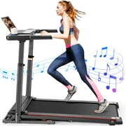 Rent to own 300LBS Treadmill with Desk Workstation & Adjustable Height, 2.5HP Treadmill with Incline & Bluetooth Speaker & App, Folding Portable Walking Running Machine for Home Office