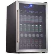 Rent to own AGLUCKY Beverage Refrigerator Cooler - 145 Can Mini Fridge Glass Door for Soda Beer or Wine Small Drink Dispenser Clear Front for Home, Office or Bar, black,4.4cu.ft.