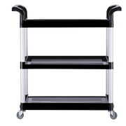 Rent to own Heavy Duty 3-Shelf Rolling Service / Utility / Push Cart, 390 lbs. Capacity, Black,