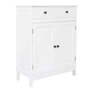 Rent to own Bathroom Storage Cabinet, BTMWAY White Bathroom Floor Cabinet, Free Standing Cabinet with 1 Drawers, 1 Adjustable Shelf, Freestanding Bathroom Cabinet, Kitchen Cabinet Storage for Bedroom, Living Room