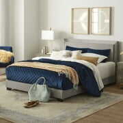 Rent to own Anchorage Upholstered Queen Bed with LED Lights and USB, Platinum