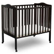 Rent to own Delta Children Folding Portable Mini Crib with 1.5-inch Mattress, Greenguard Gold Certified, Dark Chocolate