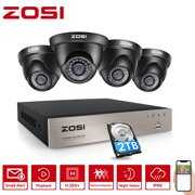 Rent to own ZOSI 1080P CCTV Security Camera System H.265+ 8CH 5MP Lite DVR with (4) 2.0MP 1980TVL Weatherproof Indoor Outdoor Surveillance Dome Cameras, 2TB HDD